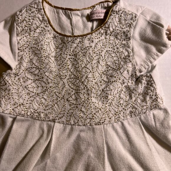 Catherine Malandrino Mini Girls 4T Ivory Gold Dress Special Occasion Floral (K) - Picture 2 of 6